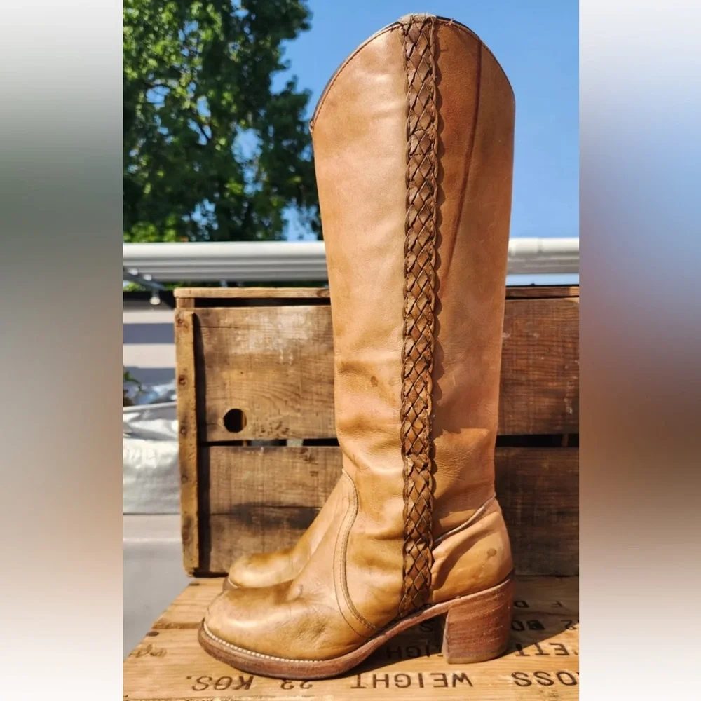 Frye Tan Leather Knee-High Boots - Picture 8 of 11